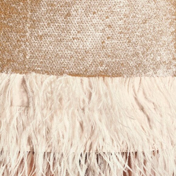 NWT Lulus Like a Star Gold Sequin Feather Bodycon Mini Dress - Picture 5 of 9